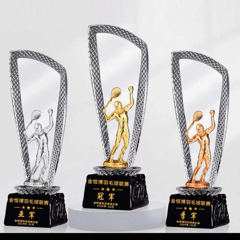 Badminton Europe - Trofeo in Cristallo Personalizzato per Basket,